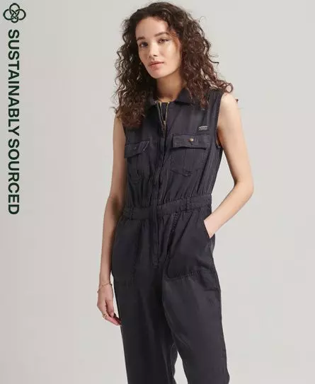 Superdry Women's Vintage Military Jumpsuit Black / Black Wash - 