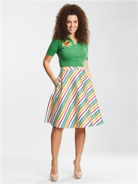 Collectif X Modcloth Mattie Diagonal Rainbow Stripe Skirt 