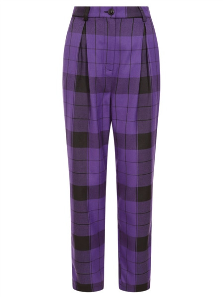 Collectif Mainline Rada Violet Check Trousers 