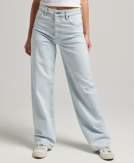 Superdry Women's Organic Cotton High Rise Straight Jeans Light Blue / Light Indigo Vintage - 