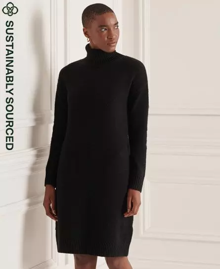 Superdry Women's Studios Funnel Neck Knit Dress Black - 