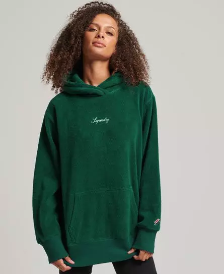 Superdry Women's Graphic Fleece Oversized Hoodie Green / Mid Pine - 