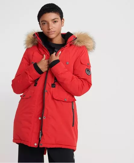 Superdry Women's Nadare Microfibre Parka Red / Burnt Red - 