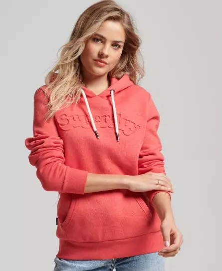 Superdry Women's Vintage Cooper Embossed Hoodie Cream / Red Coral Marl - 