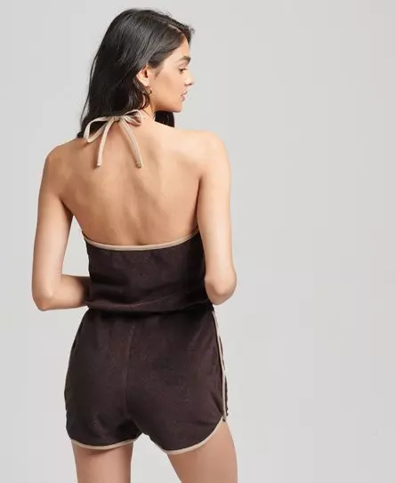 Superdry Women's Vintage Halter Towel Playsuit Brown / Cola Brown - 