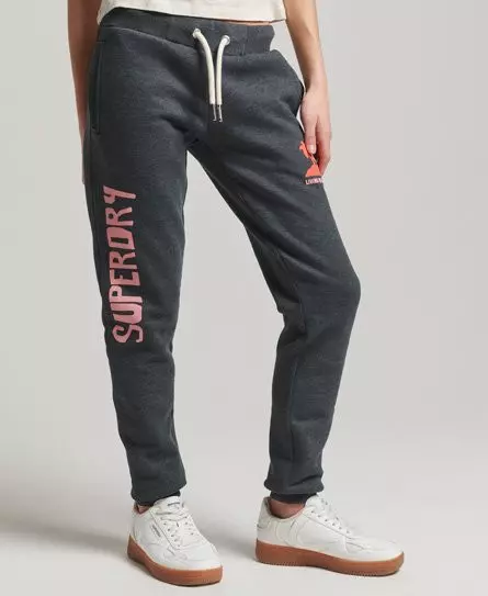 Superdry Women's Cali Cutout Unbrushed Joggers Red / Jet Black Marl -
