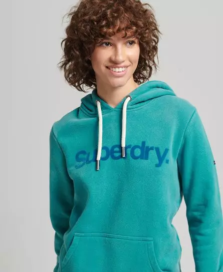 Superdry Women's Core Logo 80s Hoodie Blue / Biscay Bay - 