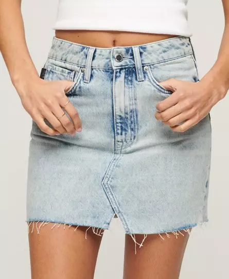 Superdry Women's Vintage Denim Mini Skirt Blue / Mid Indigo Marble - 