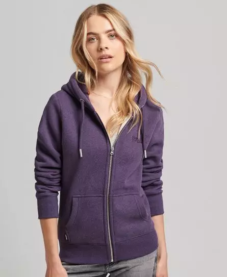 Superdry Women's Organic Cotton Essential Logo Zip Hoodie Purple / Royal Purple Marl - 