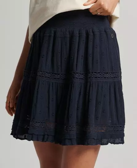 Superdry Women's Vintage Lace Mini Skirt Navy / Eclipse Navy - 