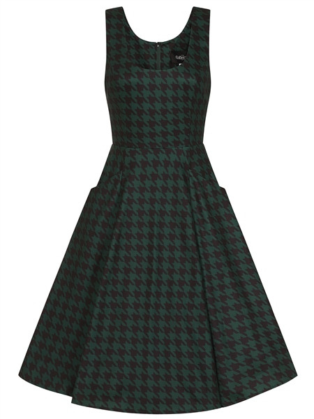 Collectif Mainline Gael Houndstooth Pinafore Swing Dress 