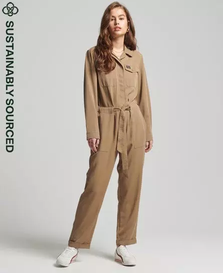 Superdry Women's Vintage Tencel Woven Boiler Suit Brown / Sandstone - 