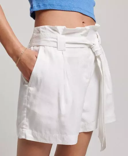 Superdry Women's Paperbag Shorts White / Brilliant White - 