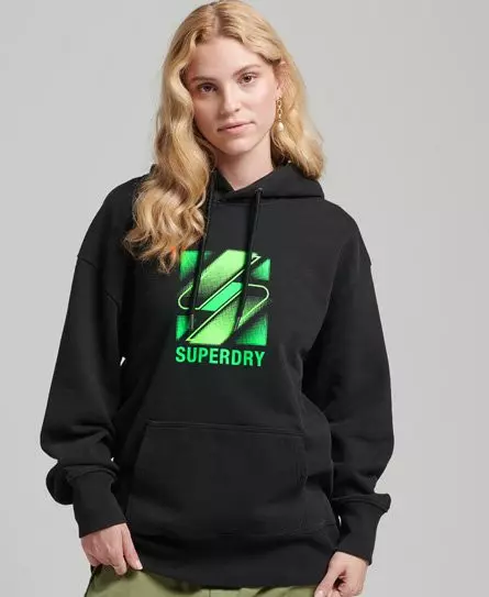 Superdry Women's Half Tone S Logo Oversized Hoodie Black - 